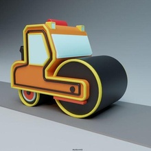 asphalte rouleau art voiture décor sculpture sculptures 3d print model - Mito3D