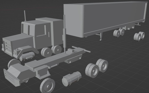 assemblable trailer automobile scale truck car piece 3d print model - Mito3D