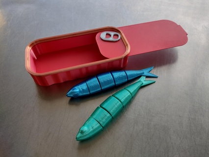 ensamblado articulado sardina caso funda lata animal Arte juguete flexi 3d print model - Mito3D