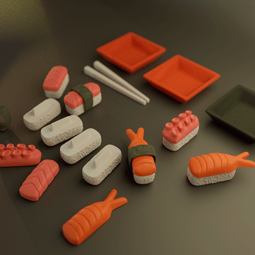 Assemblée Sushi amusement trousse soutiens nécessaire jouet flexi construire ensemble enfants blocs puzzle nori kawaii cuisine mignonne 3D print model - Mito3D