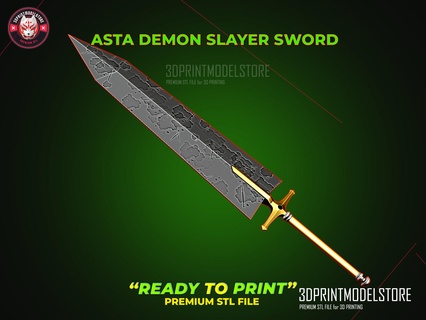 asta demone assassino spada nero trifoglio cosplay arma 3d print model - Mito3D