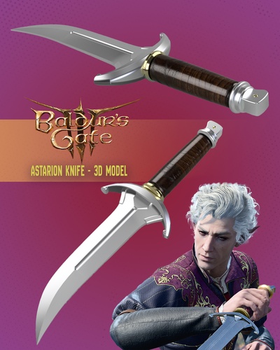 astarion knife cosplay - baldurs gate 3 fashion prop fantasy assassin weapon gsme 3d print model - Mito3D