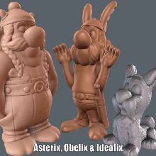 asterix obelix & ideafix easy print support art odelix idefix cartoon gaule adorable cute french figure model pack sculpture supportless 3d print model - Mito3D