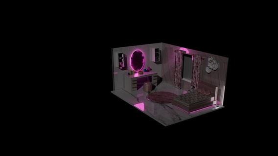 ästhetisch Schlafzimmer Innere Architektur Schlafsaal rosa Schlafzimmerinnenraum ästhetischer Raum Wohnkultur 3d print model - Mito3D