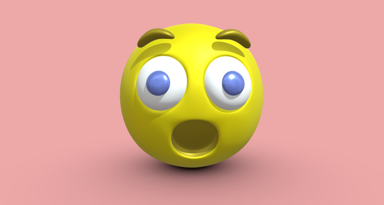 étonné visage emoji art émoticône expression surpris sensationnel personnage 3d model imprimable digital low poly illustration conception mixeur obj fbx stl 3d print model - Mito3D