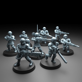 astrale militare fanteria squadra cadiani astra militarum imperiale guardia 28mm scifi shock truppe miniature gioco guerra tavolo 3d print model - Mito3D