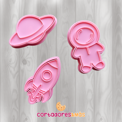 astronaut cutter stamp - cookie moon tools cookies fondant art cupcake seal royal icing space 3d print model - Mito3D