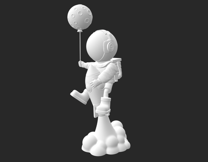 astronaut rocket holding moon balloon - modern home decoration statue best decor elon musk luxury idea 3d model aesthetic house spacex starbase starlink spaceship 3d print model - Mito3D