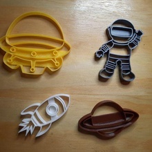 astronaut space themed cutters cookie cutter stamp cutting mould 3d print model - Mito3D