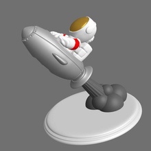 astronaute prend fusée imprimable chibi modèle homme séance cosmonaute figure sculpté libre espace étoiles planète prendre séparé colle 3d print model - Mito3D