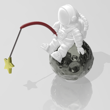 astronauta pescaria estrelas 3d print model - Mito3D