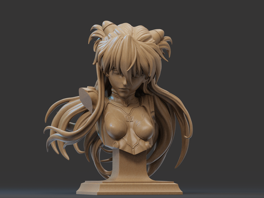 asuka büste 3d drucken kunst evangelion anime charakter manga eva scifi mecha genesis rei roboter neon nervös 3d print model - Mito3D