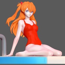 asuka swimsuit evangelion sexy girl statue cute pretty anime 3d print 3d print model - Mito3D