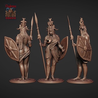 asula lion huntress Game miniature girl barbarian warrior hunter african fantasy spear 3d print model - Mito3D