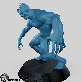 asymmetric monster mutant creature muscular undead zombie strong sculpture statue miniature figure bust wrl big heavy massive muscle creepy horror fantasy 3d print model - Mito3D