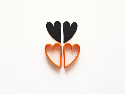 asymmetrical heart clay cutter set 5 Jewelry pendant small mini stud funky organic pointed elongated 3d print model - Mito3D