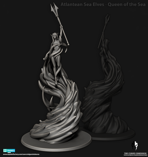 atlantino mar elfos rainha jogos máquina guerra Tubarão cabeça martelo Idoneth Deepkin baleia 3d print model - Mito3D