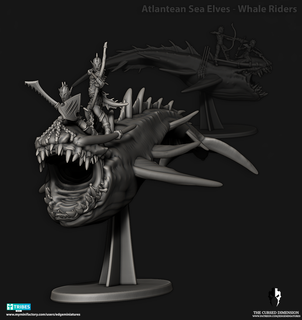 atlantino mar elfos baleia cavaleiros jogos máquina guerra Tubarão cabeça martelo Idoneth Deepkin 3d print model - Mito3D