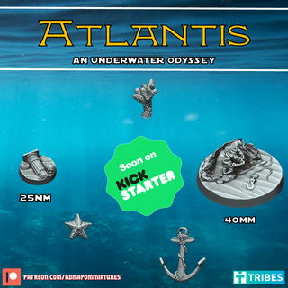 Atlantis su Odyssey deniz suyu okyanus mercanlar koyu mavi savaş oyunları minyatür üsler gemi enkazı Yunan mitoloji köpekbalıkları hayvanlar Deepkin 3d print model - Mito3D