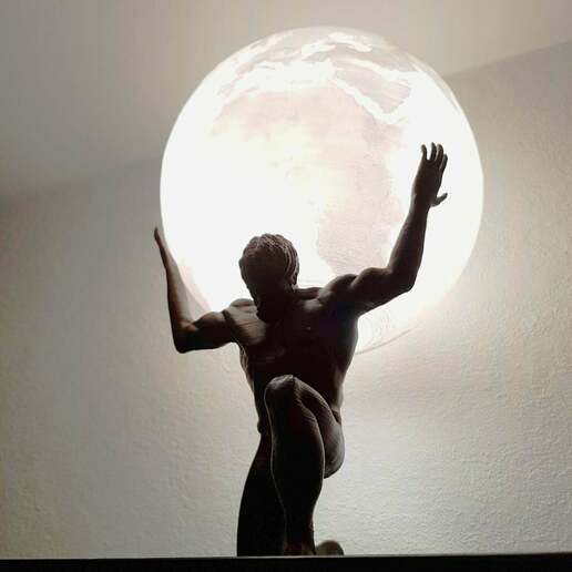 atlas lampe grec mythologie abat jour lithophane Masculin nu décor 3D print model - Mito3D