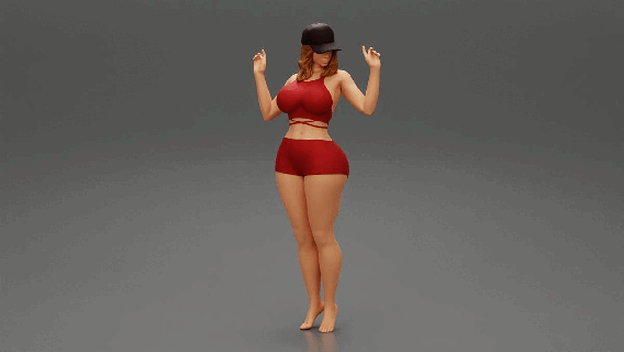 attractive girl bikini cap posing woman fashion body clothes character human female anatomy statue sculpture morph standing people model hair 3d print model - Mito3D