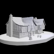l'auberge du poney fringuant lotr de l'architecture inn maison la construction fringant seigneur les anneaux médiévale fantaisie 3d print model - Mito3D