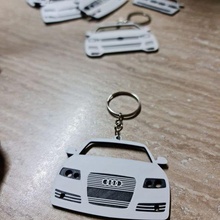 audi a6 automotive b6 car keychain key chain 4 rings logo a4 vag 3d print model - Mito3D