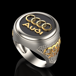 audi Wagen Ring Silber Gold drucken 3d Schmuck manring Luxus wertvoll metallisch druckbar Diamant Sterling Juwel Illustration engagem Mode leuchtenden Ringe 3d print model - Mito3D