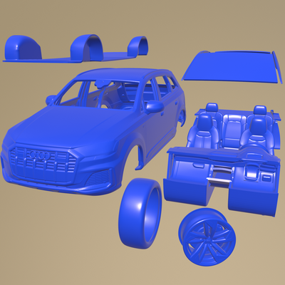 audi q7 2020 imprimible coche vehiculo in separar partes cuerpo espacio 1 10 scalextric tamiya rc miniz tractor kyosho axial traxxas micro 3d print model - Mito3D