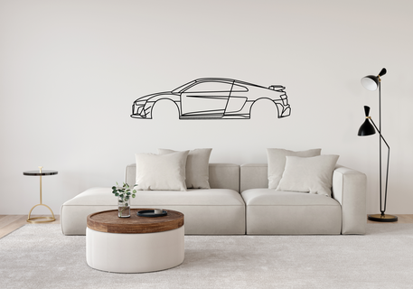 audi r8 gt rwd 2d art silhouette voiture mur décoration 3d print model - Mito3D