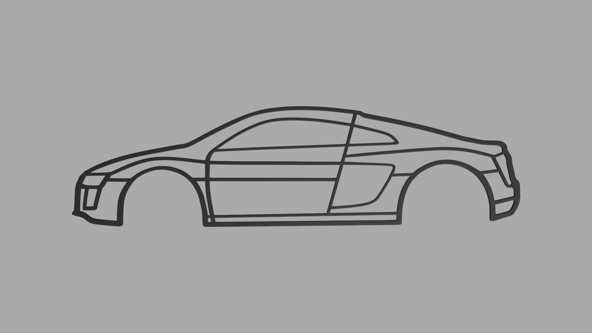 audi r8 silueta pared a3 alemán BMW coche vehiculo Deportes clásico juguete decoración 3D print model - Mito3D