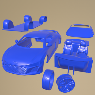 audi r8 v10 coupé 2022 imprimable voiture séparé pièces corps 1 10 fente loisir scalextric tamiya rc miniz robot d'exploration Kyosho axial traxxas micro 3d print model - Mito3D