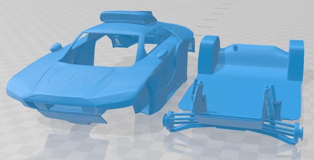 audi rs tron Dakar Rallye 2022 druckbar Körper Wagen Slot scalextric tamiya rc miniz Hobby Mikro 3d print model - Mito3D