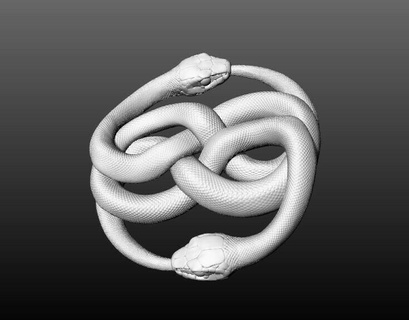 auryn or serpents pendentif médaillon jamais fin serpent conception bijoux argent imprimable biologie nature animal reptile art sculptures créature faune peau science bague symbole pendentifs 3d print model - Mito3D