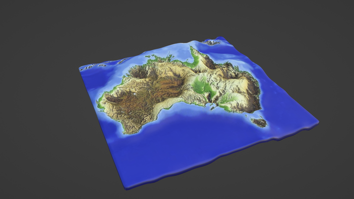 avustralya harita topografya uydu bayrak durum ülke arazi alanı kent bölge coğrafi dünya world map kıta avrupa afrika 3d print model - Mito3D