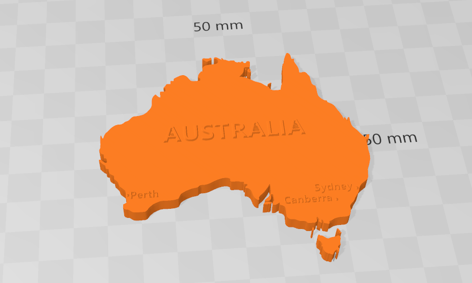 Australia mapa 3d Sydney 3D print model - Mito3D