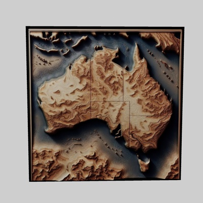 australia map topography cnc router laser & 3d printer art world world-map yeggi earth planet africa europe asia antarctica continent 3d print model - Mito3D