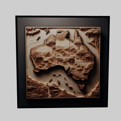 australia map topography cnc router laser & 3d printer art world world-map yeggi earth planet africa europe asia antarctica continent 3d print model - Mito3D