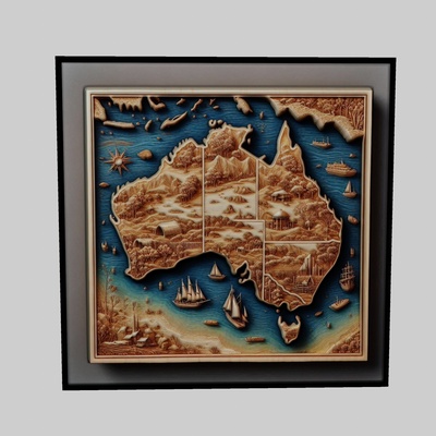 australia map topography cnc router laser & 3d printer art world world-map yeggi earth planet africa europe asia antarctica continent 3d print model - Mito3D