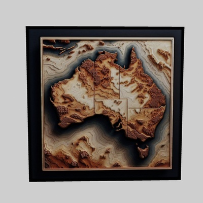 australia map topography cnc router laser & 3d printer art world world-map yeggi earth planet africa europe asia antarctica continent 3d print model - Mito3D