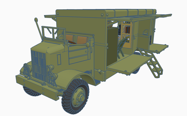 autocar u8144 game van body radio equipement ww2 truck usaaf air force u8144t 6 ton coe army 1 35 usa 4x4 us model 3d print model - Mito3D