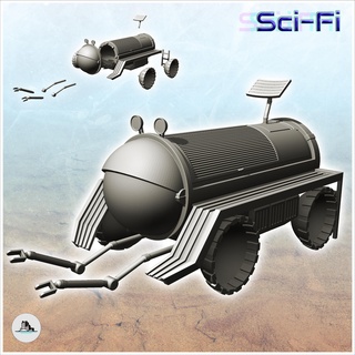 otomatik gezici keşif araç çift silâh 3 gelecek sci fi sf İleti kıyamet masaüstü bilimkurgu manzara taşıyıcı Ulaşım tekerlekler uzay aracı arazi makine heykelcik mini Bilim kurgu siberpunk postapo fütüristik Mars Uzay star yarı robot 3d print model - Mito3D