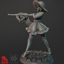 automaton - ranged weapon game android doll female girl party roleplay rpg sexy warhammer woman miniature tabletop puppet d&d automata ageofsigmar sunhat bowgun crossbow gun 3d print model - Mito3D