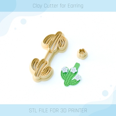 l'automne cactus cuir porte clés point argile coupeur bijoux outils boucle d'oreille stl polymère 3d print model - Mito3D