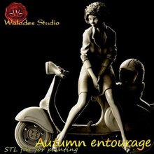 autumn entourage art woman walades scuter pin girl 3d print model - Mito3D