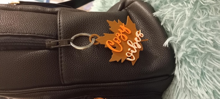 autumn keychain cozy vibes leaf house backpack 3d print model - Mito3D