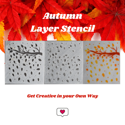 autumn layer stencil art airbrush d cor template pattern painting background seasons stenciling scrapbooking card making 3d print model - Mito3D