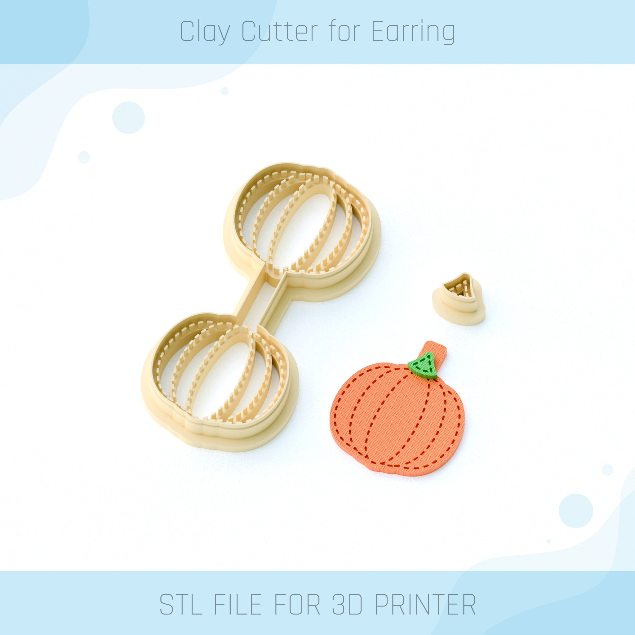 otoño calabaza cuero llavero puntada arcilla cortador joyería joya herramientas arete stl polímero 3D print model - Mito3D