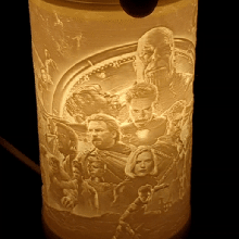 vengeurs lithophane lampe cylindre art homme fer merveille capitaine Amérique Thor thanos 3d print model - Mito3D