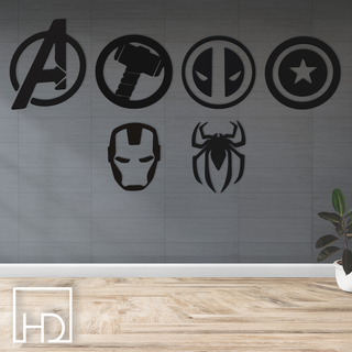 avengers wall decoration homedetail thor superman batman captain american deadpool iron man spiderman wonder woman 3d print model - Mito3D